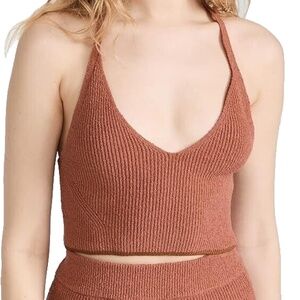 NWT Rag & Bone Pale Copper Soleil Rib Knit Crop Bra Top Size Medium
